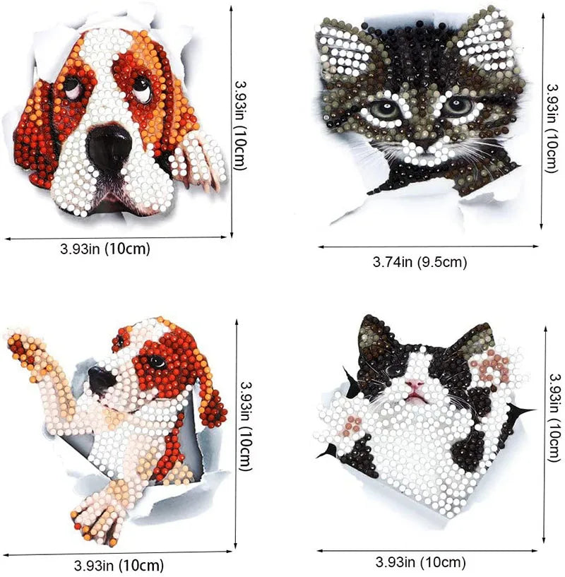Diamond Painting Sticker set Hond & Kat – Inclusief Schudbakje en Steentjes