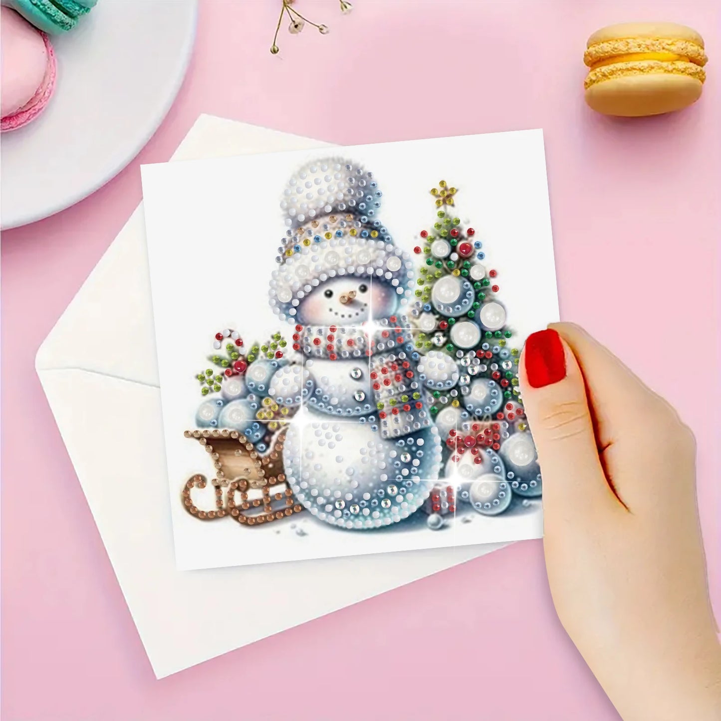 Diamond Painting Kerstkaarten set - Kerst Sneeuwpop (6 stuks)