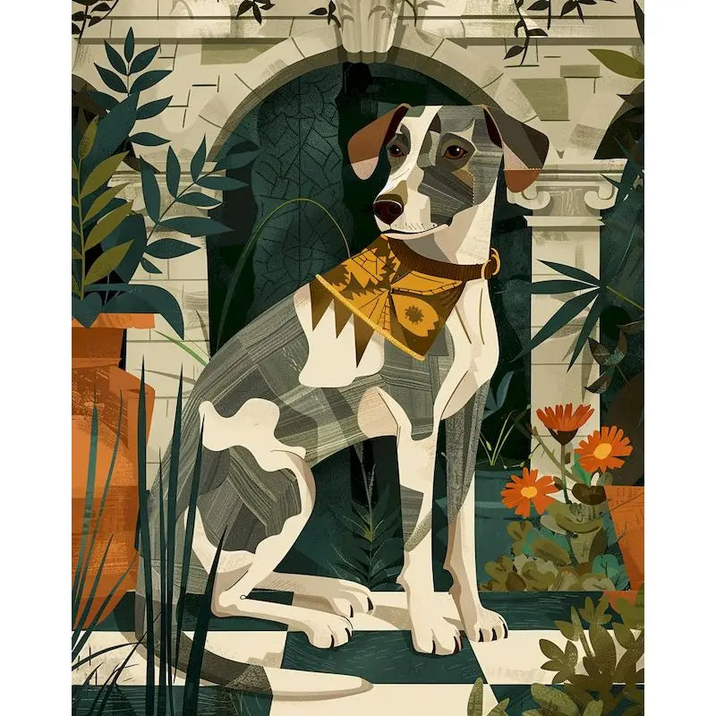 Schilderen op nummer Dieren - Kat en Hond in Geometrisch Abstract Design