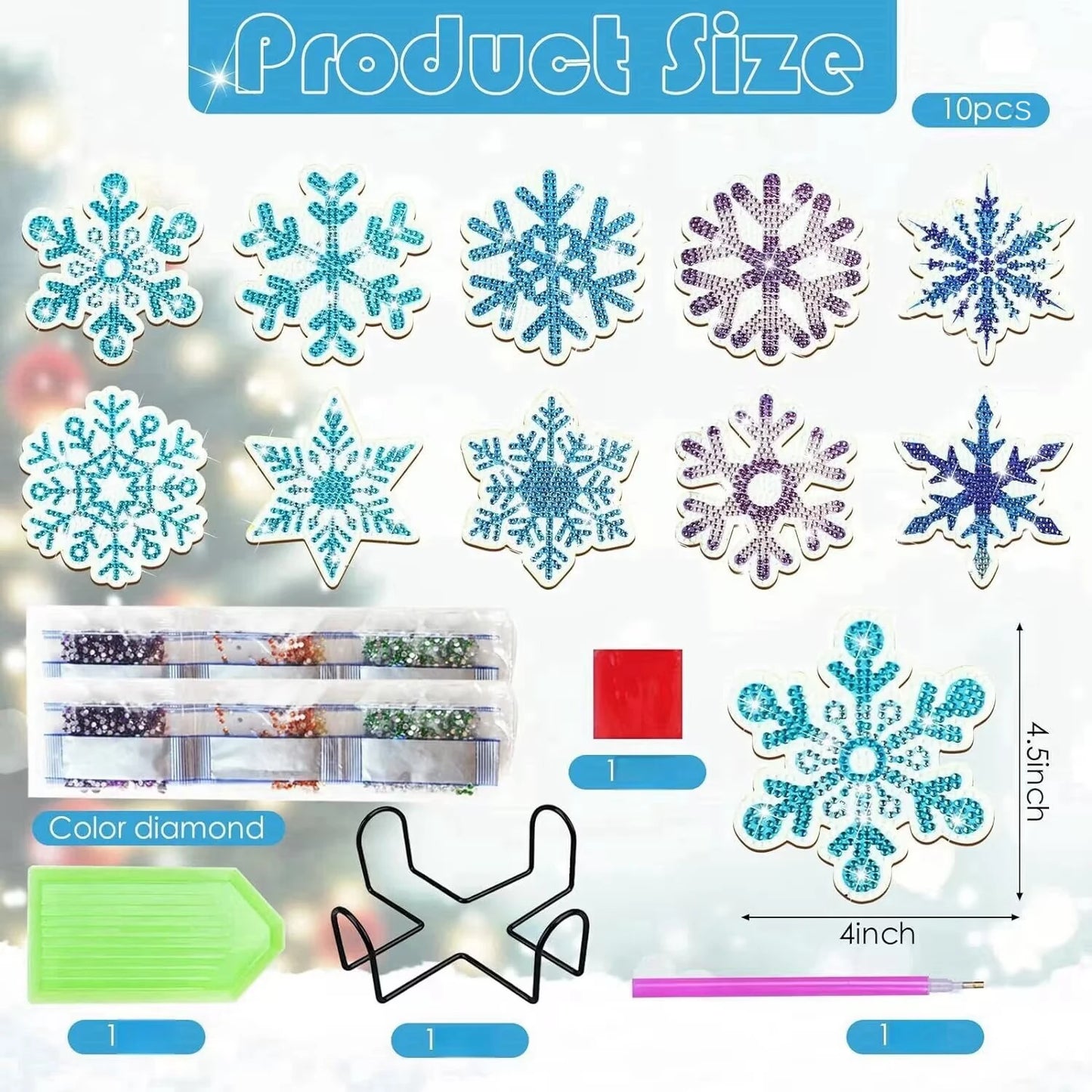 Diamond Painting Onderzetters Kerst – Set van 10 met Houder