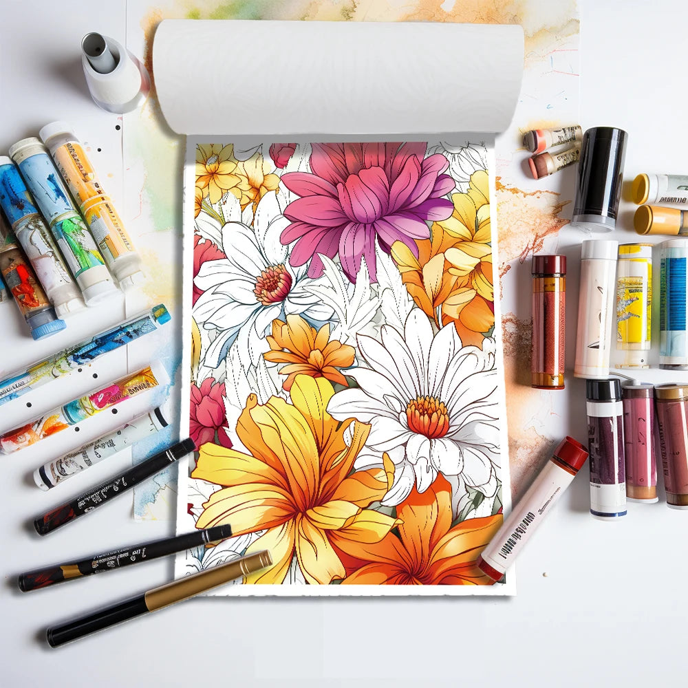 Kleurboek voor volwassenen met bloemen – 25 unieke patronen op dik papier