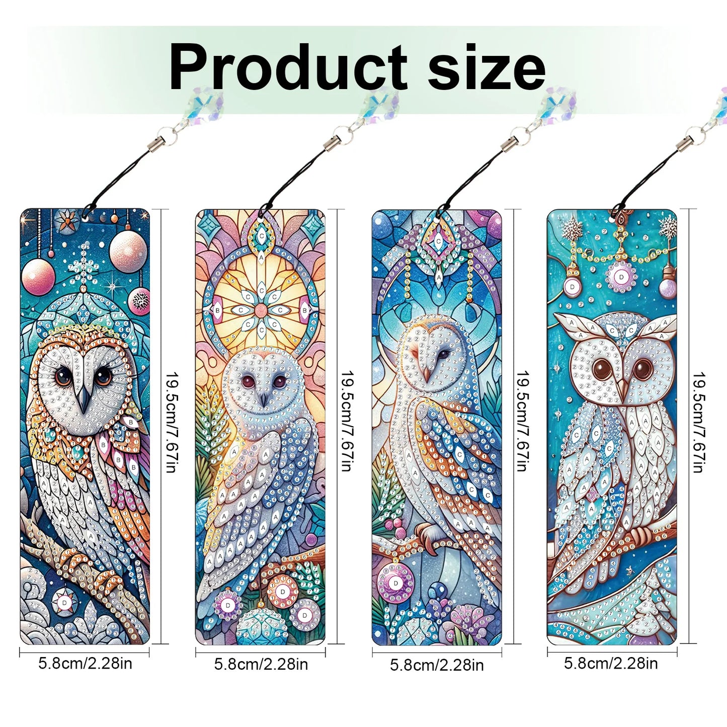 Diamond Painting Boekenlegger Uil Set van 8 Stuks – Creatief en Glanzend