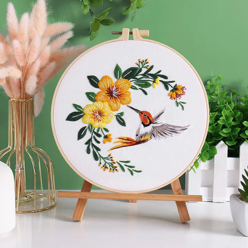 Borduurpakket Rond - Bloemen en Dieren - Beginnerspakket