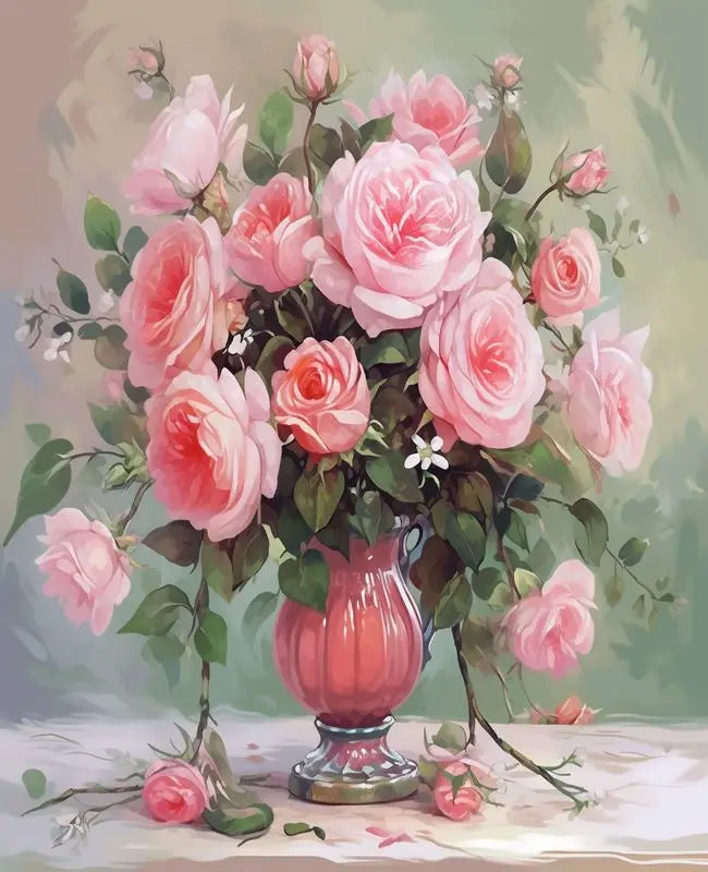 Schilderen op nummer Bloemen – Modern Bloemenontwerp op Linnen Canvas met Acrylverf