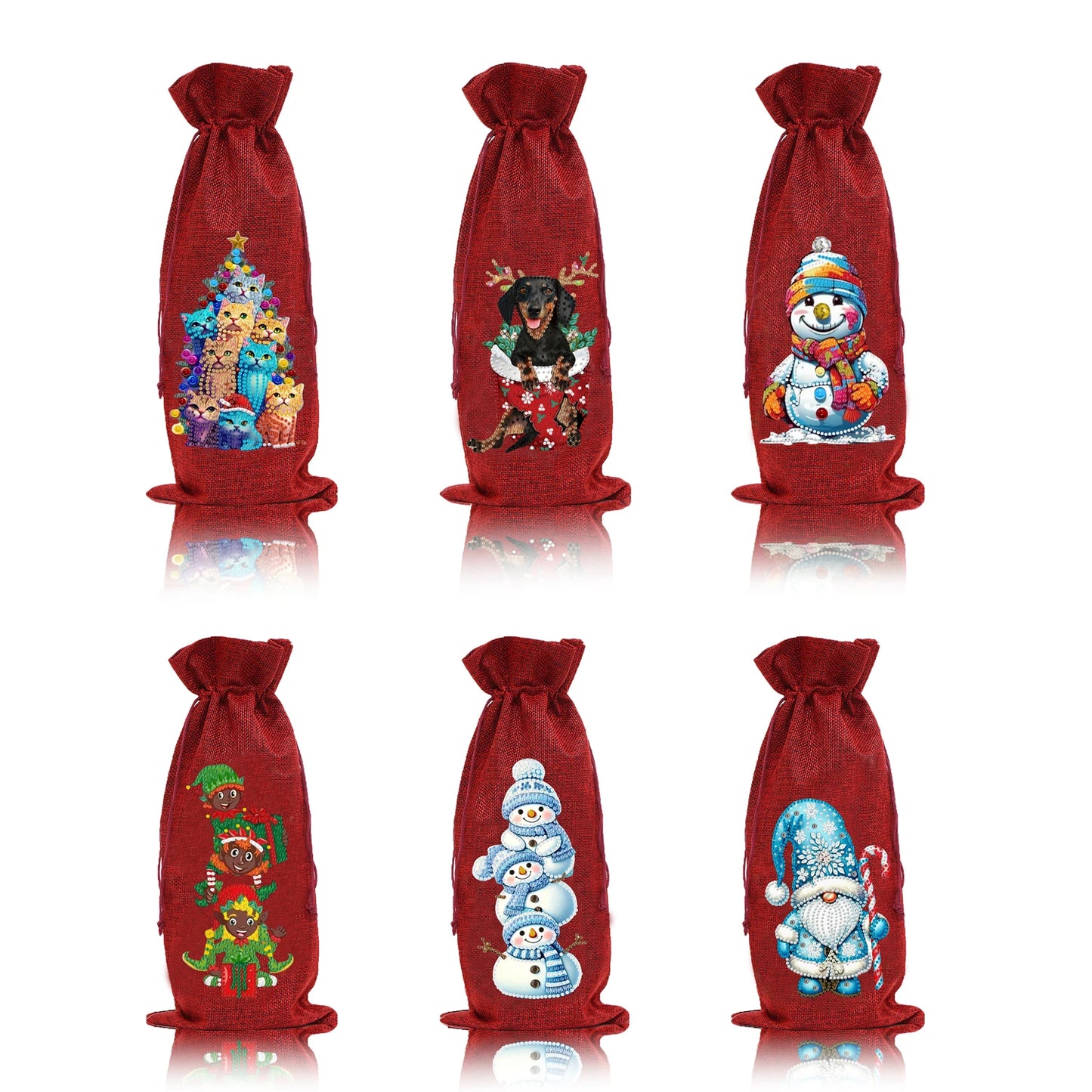 Diamond Painting Kerst Wijnfles Tas - Feestelijke Decoratie