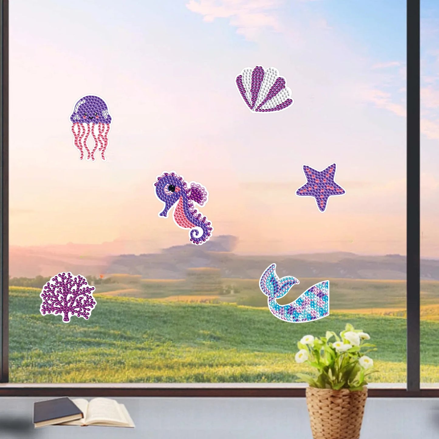 Diamond Painting Sticker set Zeepaard & Kwallen – Schitterende Maritieme Wezens