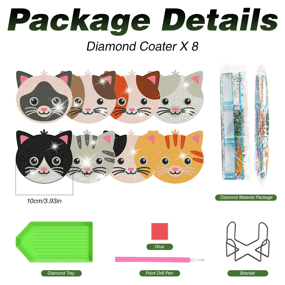 Diamond Painting Onderzetters Bloemen - Set van 8 stuks