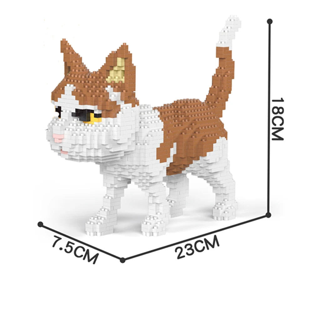 Bouwpakket Schattige Kat – Mini Model Blokken voor Liefhebbers - Rood-Wit