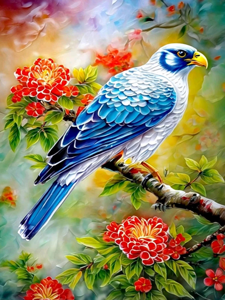 AB Diamond Painting op canvas Uil, Kolibrie en Bloemen - Volledige bedekking steentjes
