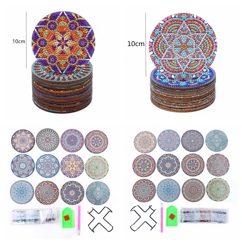 Diamond Painting Onderzetters Mandala - Set van 12 met Houder