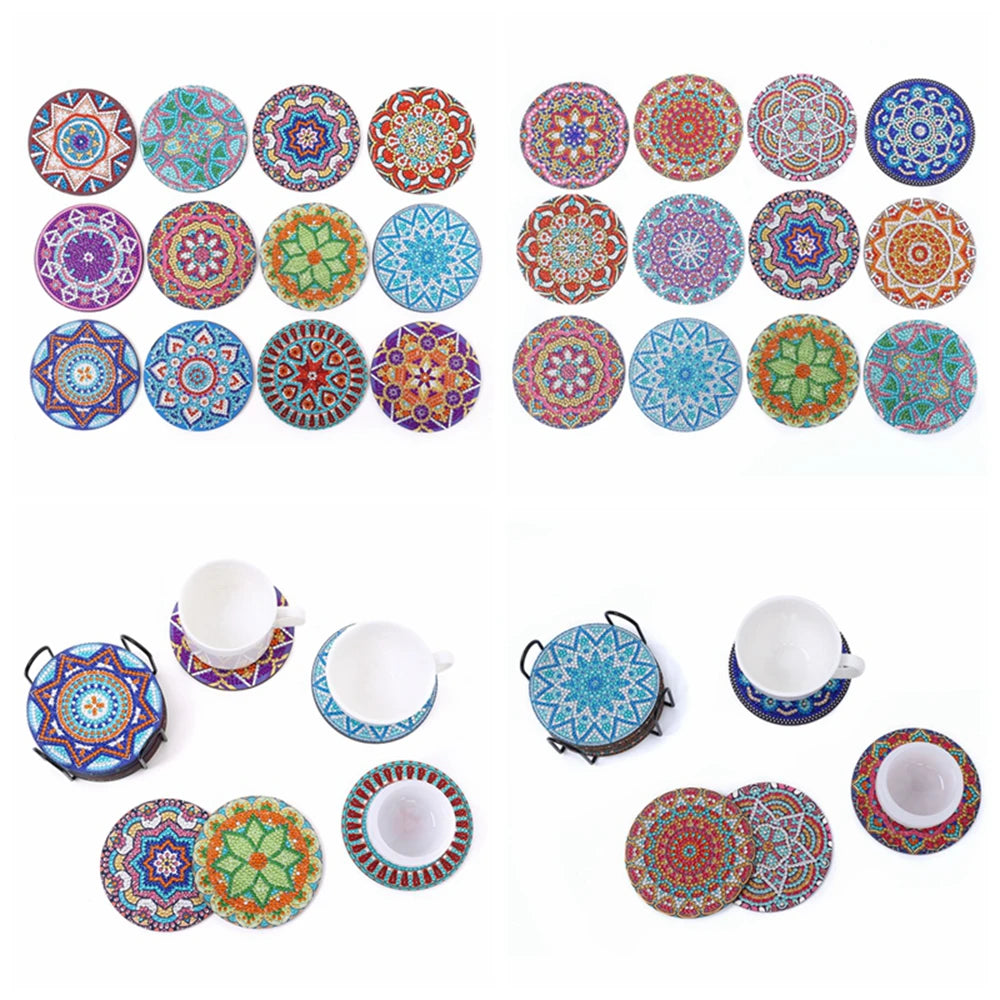 Diamond Painting Onderzetters Mandala - Set van 12 met Houder