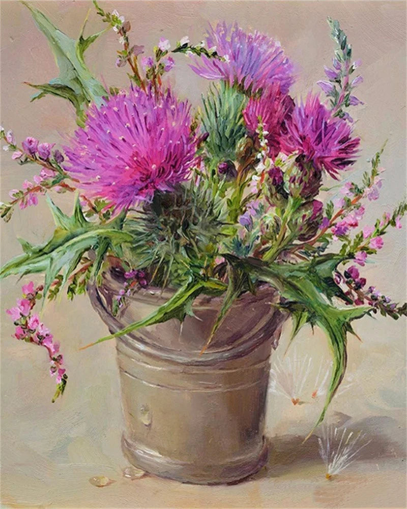 Schilderen op nummer – Bloemen met Rozen en Pioenen op Canvas