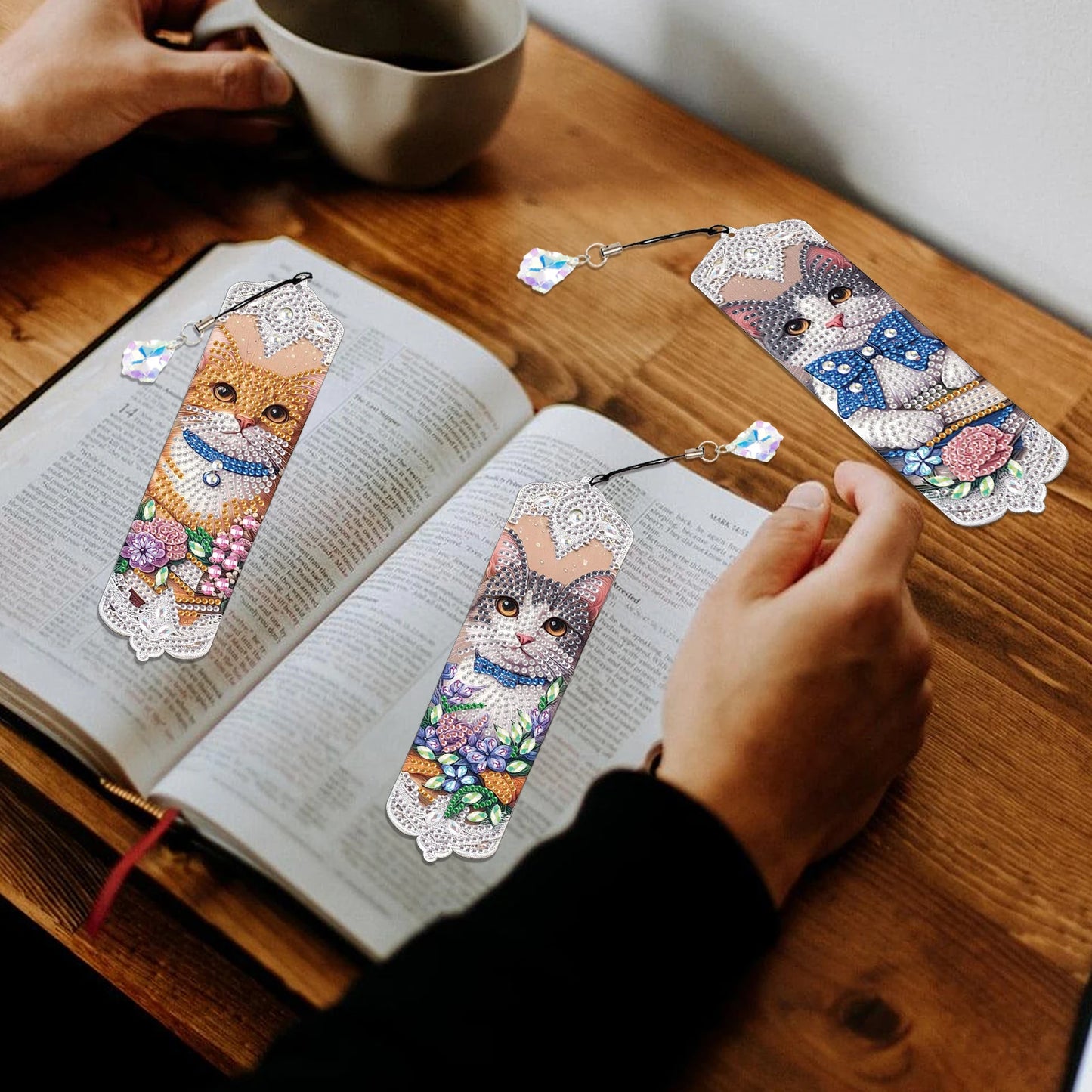 Diamond Painting Boekenlegger set dieren met kristallen details