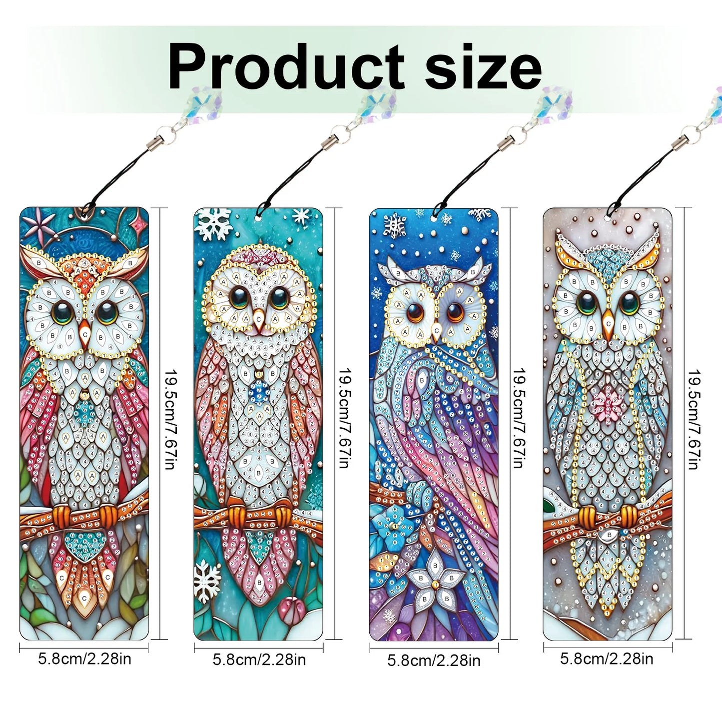 Diamond Painting Boekenlegger Uil Set van 8 Stuks – Creatief en Glanzend