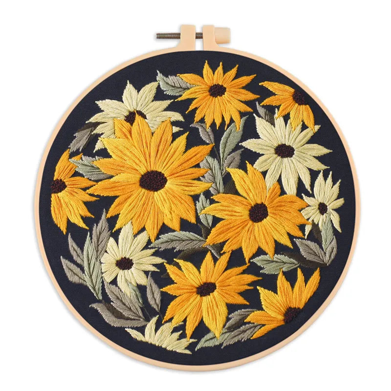 Borduurpakket rond Bloemen Borduren voor Beginners met Volledig Patroon