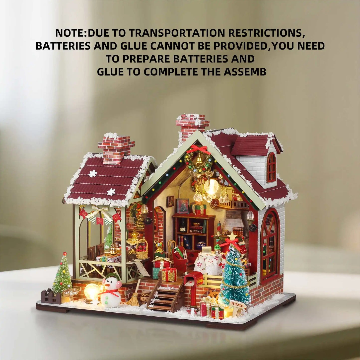 Kerst Zelfbouw miniatuur huisje Christmas Night – Warm interieur met muziekdoos