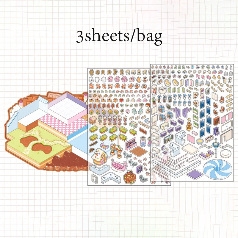 Sticker homestyling set creatieve miniatuur interieurstickers 3 vellen