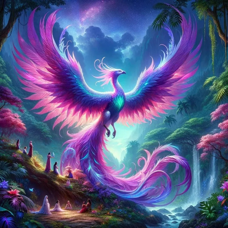 AB Diamond Painting op canvas Fantasy Dieren – Kleurrijke Phoenix, Draak en Leeuw
