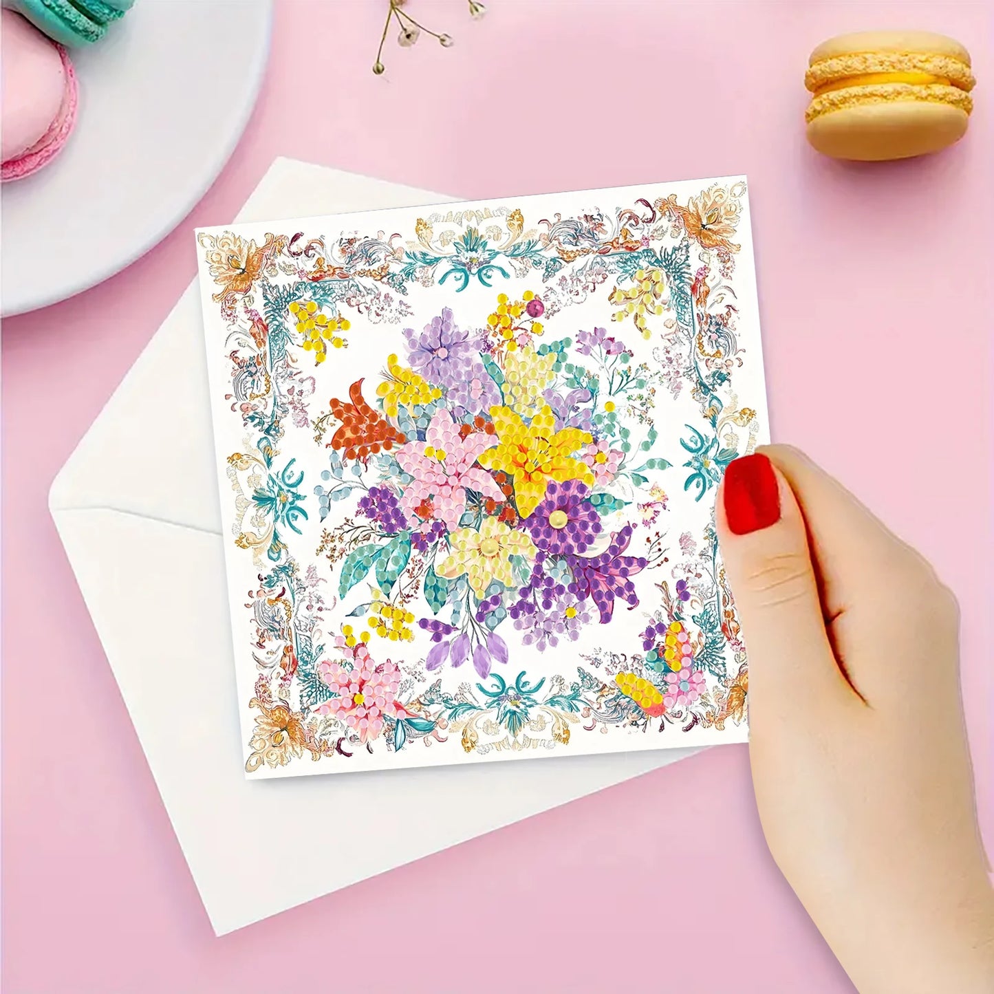 Diamond Painting Wenskaarten set Bloemen Verjaardag