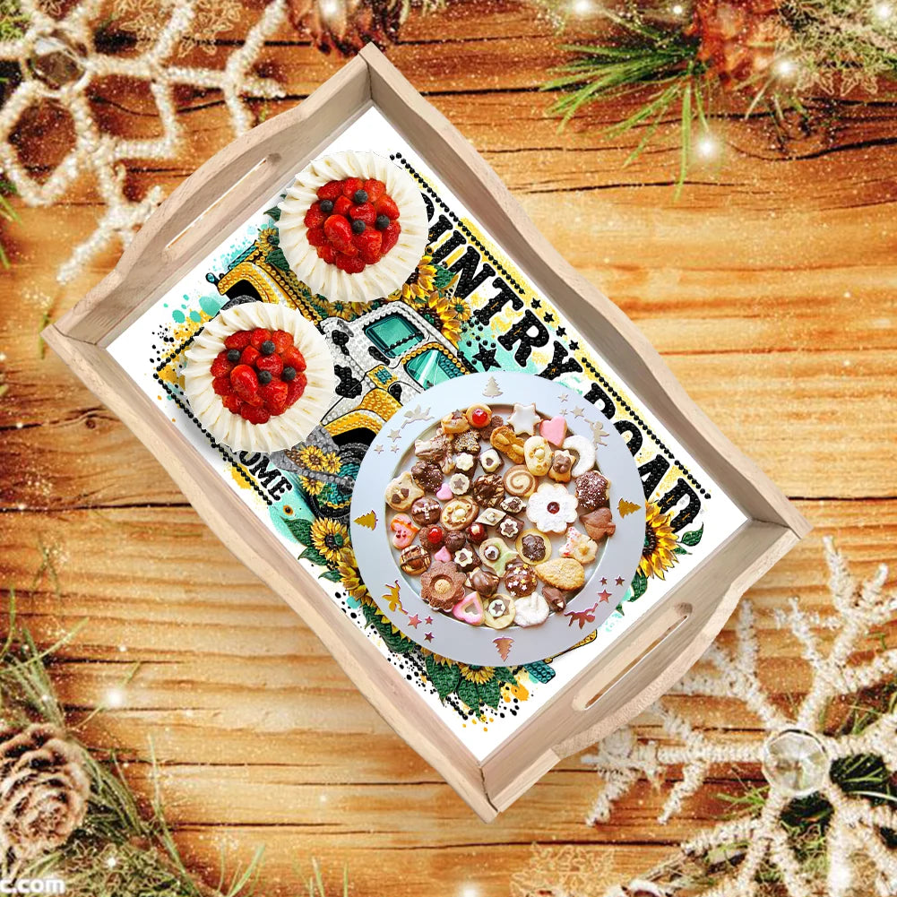 Diamond Painting Dienblad Hout - Kleurrijk Serveerblad voor Eten en Decoratie