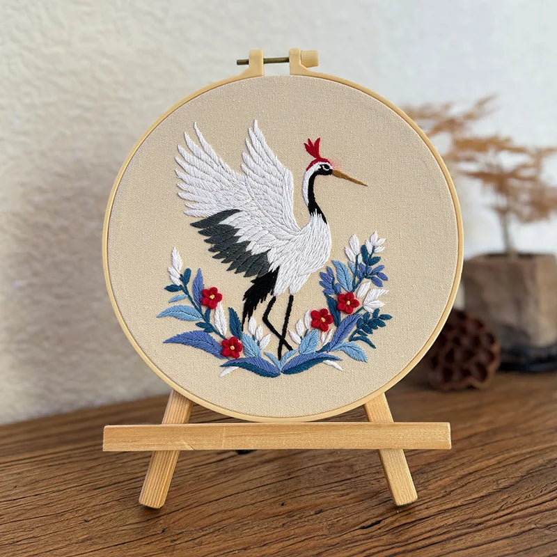 Borduurpakket Feihe – Rond Wandpaneel met Diermotief - 20cm