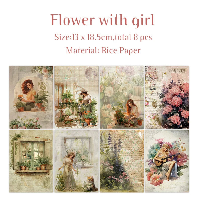 Maak unieke retro journals met 8 vintage rijstpapieren vellen