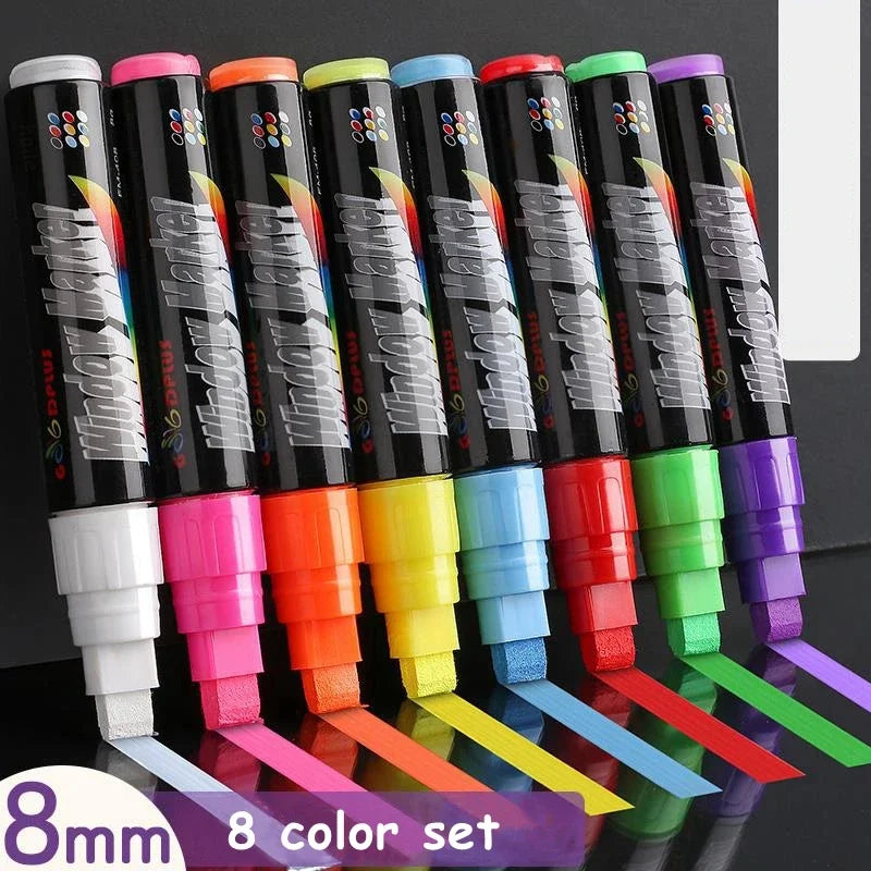 Stiften set 8 kleuren uitwisbare fluorescerende markers voor LED schrijfbord