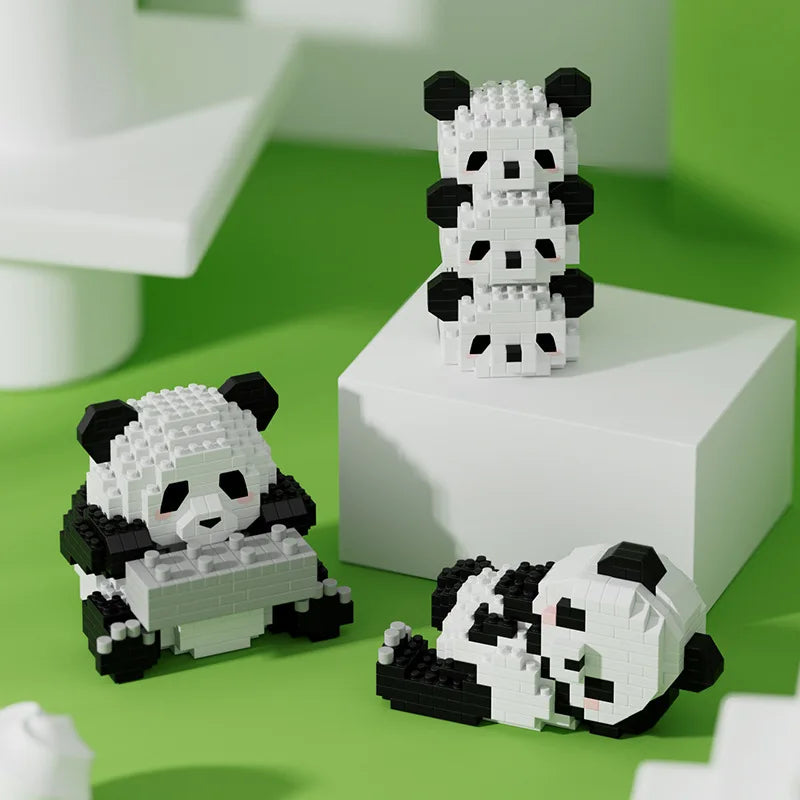 Bouwpakket Panda met Bloemen – Schattige Mini Blokken voor Jong & Oud