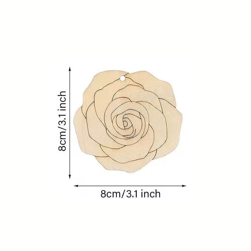 Houten figuur om zelf te kleuren/schilderen – bloemen hangers (10 stuks)