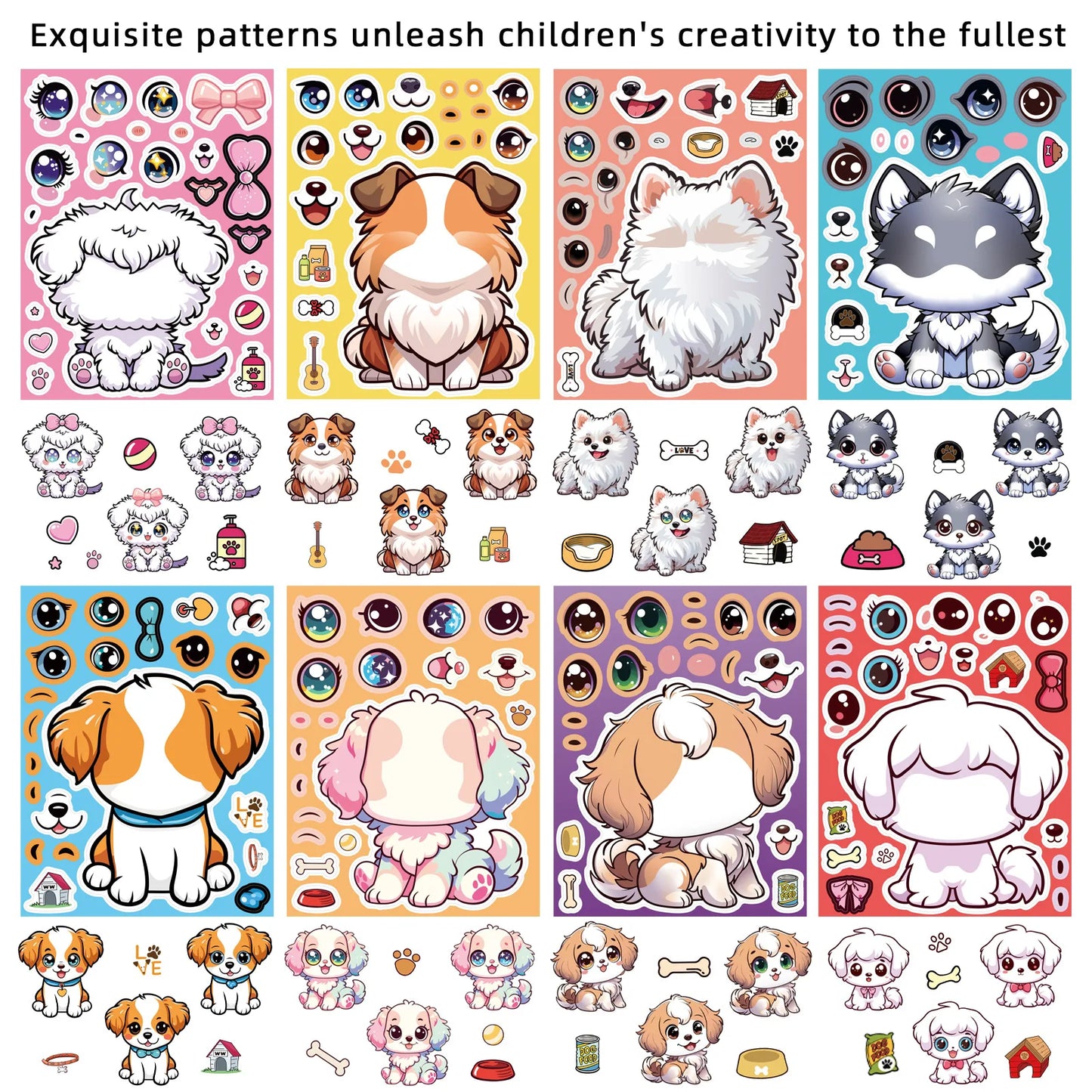Sticker pret – Schattige cartoon hond stickers voor eindeloos plakplezier
