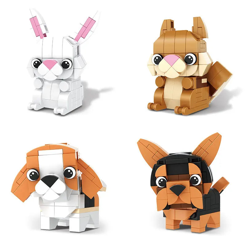 Bouwpakket Mini Dieren Blokjes – Hond, Tijger, Konijn, Pinguïn & Meer