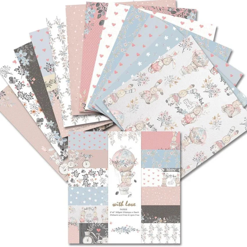 Papier voor kaarten maken of scrapbook Sweet Love dieren 15,24 cm
