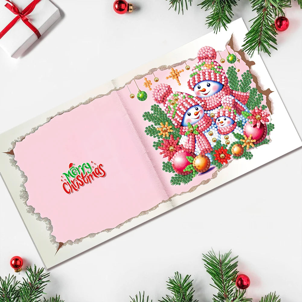 Diamond Painting Kerstkaarten set van 12 stuks – Feestelijke wenskaarten met strass steentjes