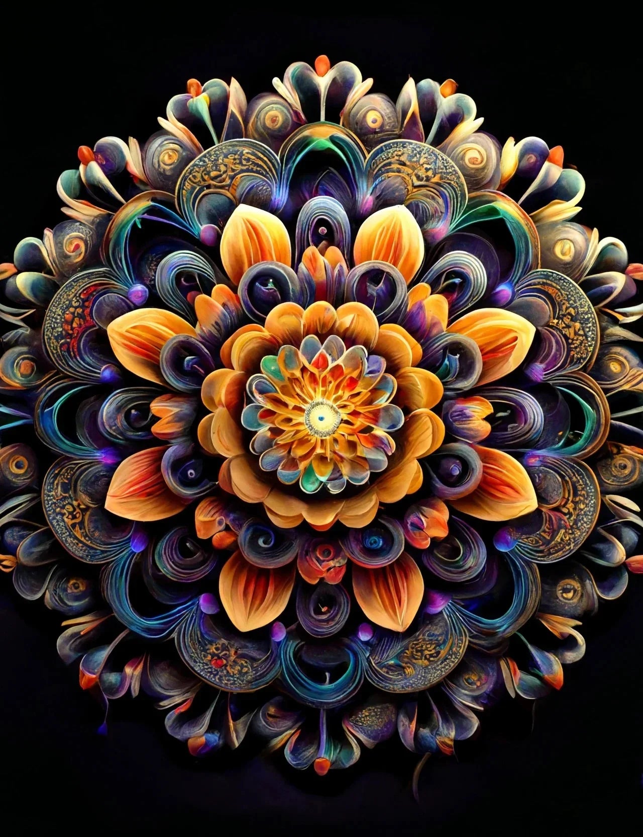 AB Diamond Painting op canvas - Mandala met AB en Fairy Dust steentjes