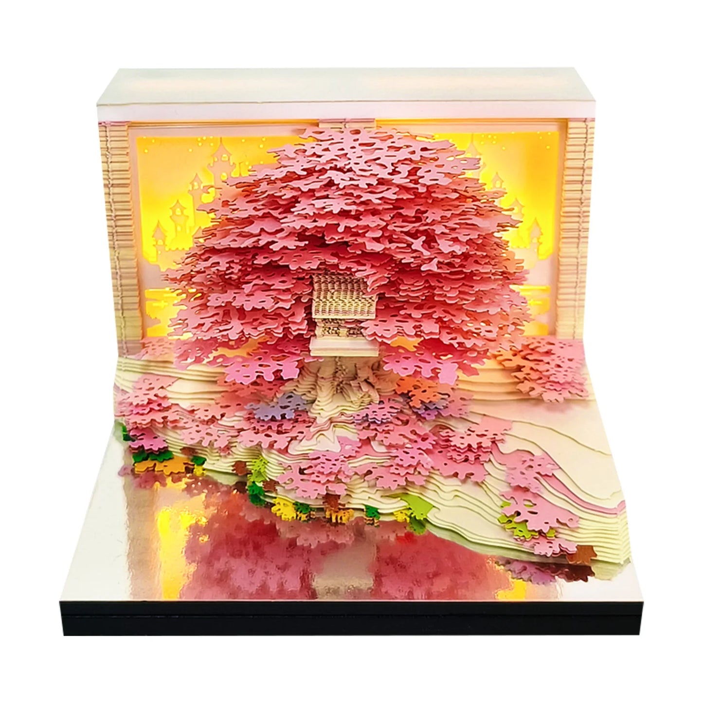 3D Papier Sculptuur Kalender Sakura Boomhuis – Uniek Bureau Decor - 2026