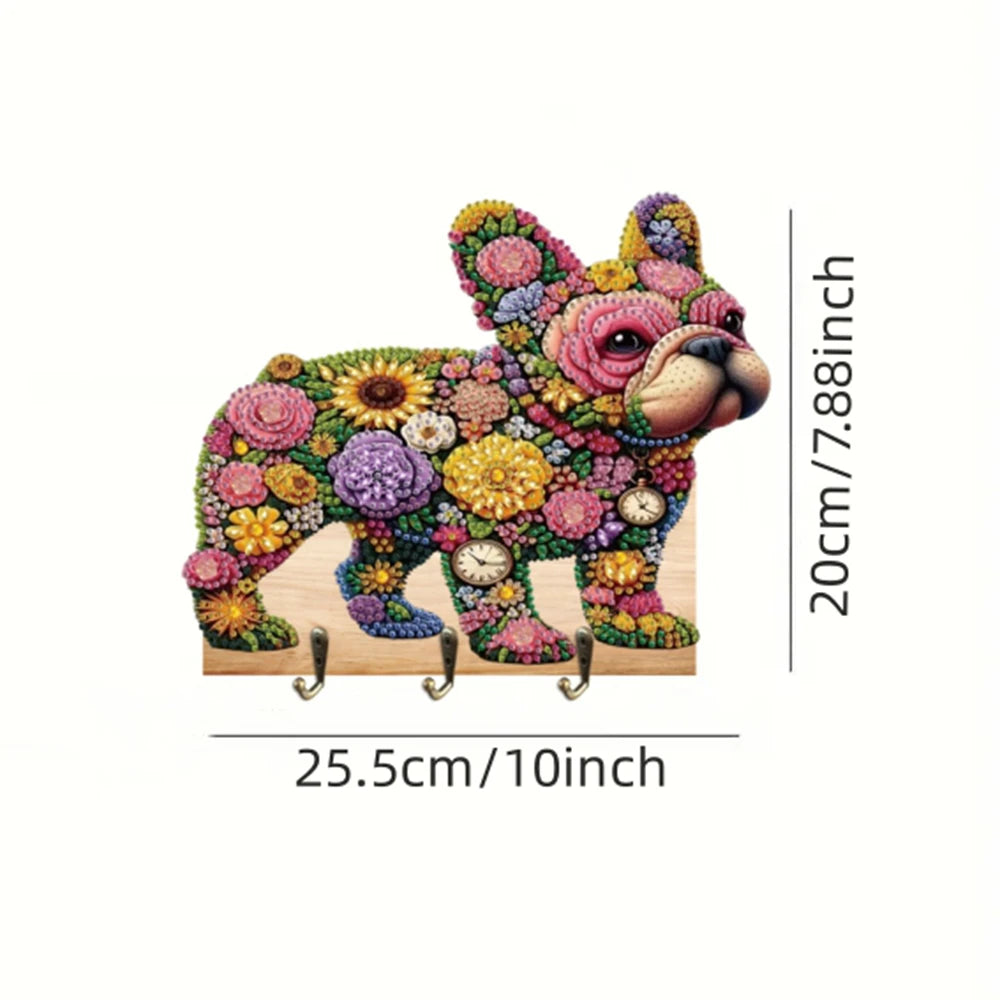 Diamond Painting Kapstok/Sleutelrek met Honden Design 3 Haken