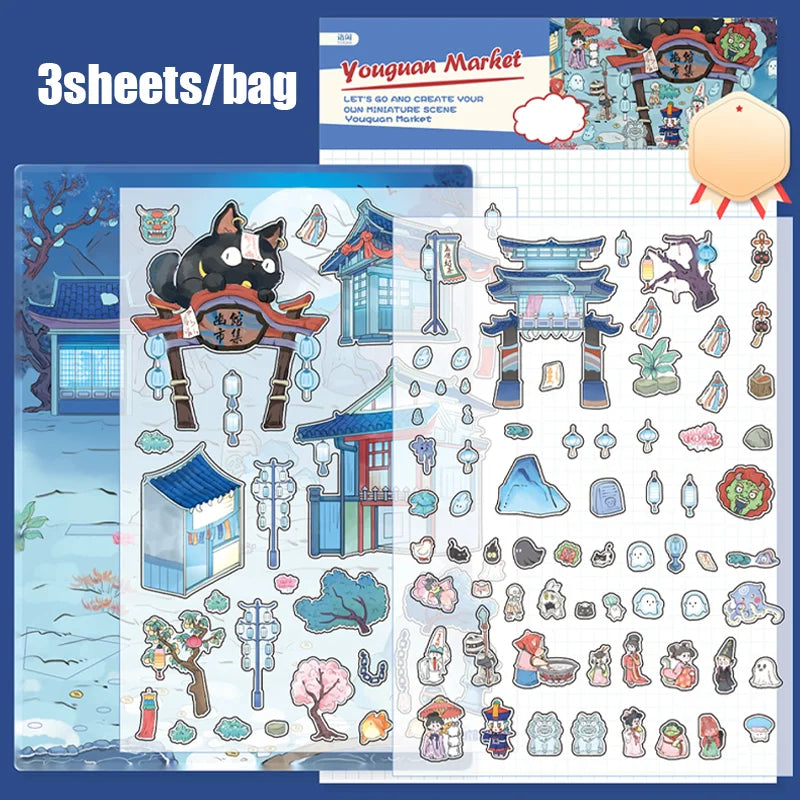 Sticker homestyling set creatieve miniatuur interieurstickers 3 vellen