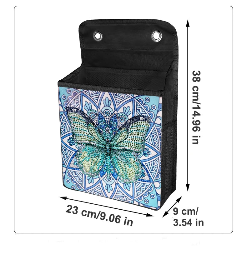 Diamond Painting Opbergzak met Vlinder en Katten – Hangbare Canvas Tas met Steentjes