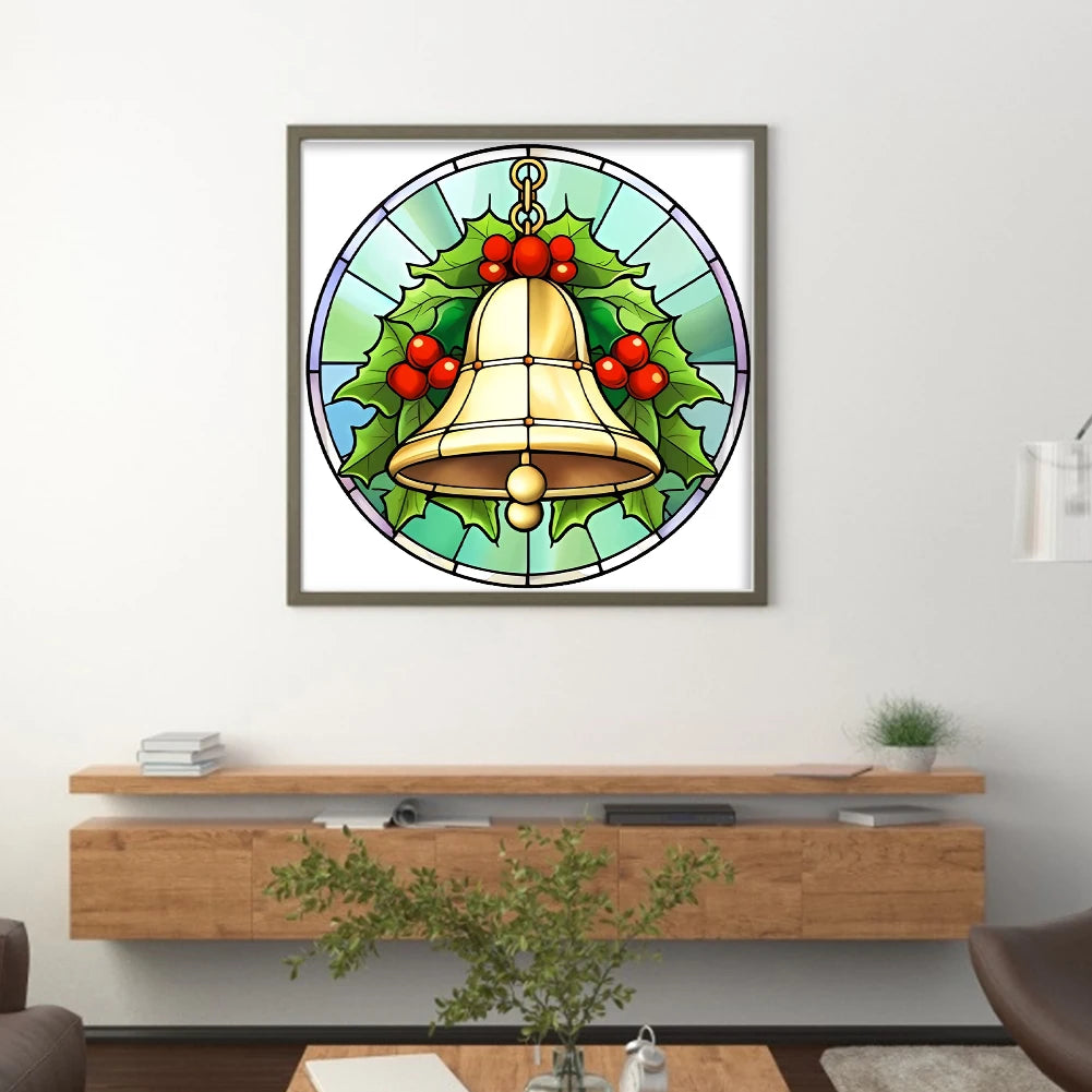 Borduurpakket Kerst – Glas-in-lood Kerstman, Kerstboom, Sneeuwpop