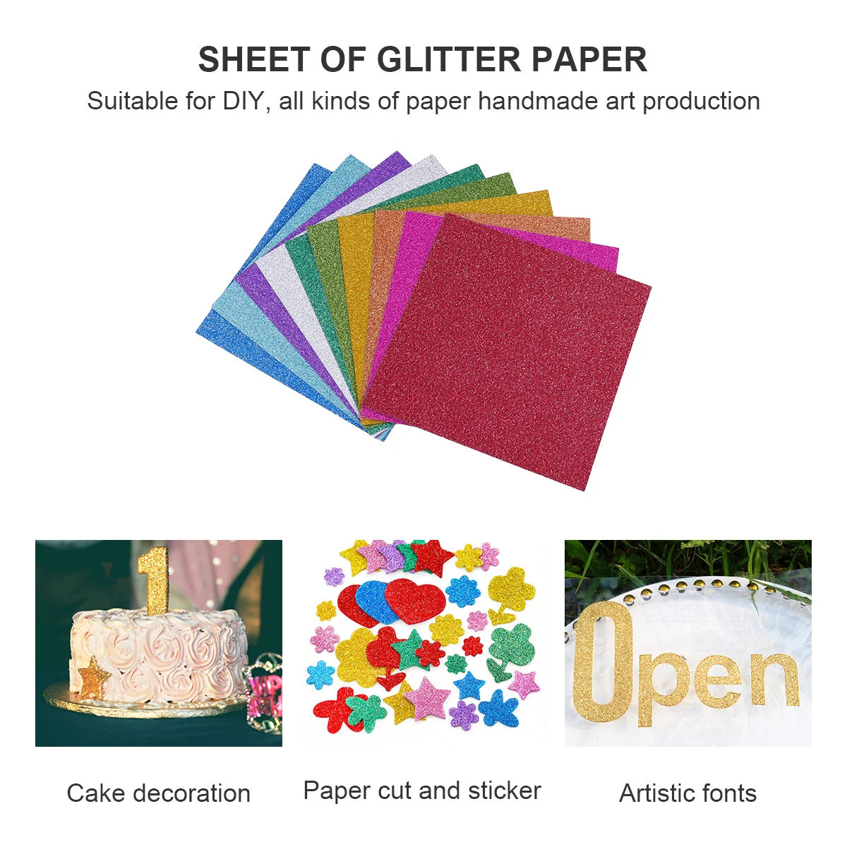 100x Gekleurd Glitter Karton – Knutselpapier voor Creatieve Projecten