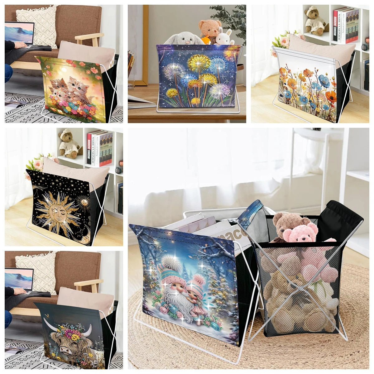 Diamond Painting Opbergmand met Bloemenontwerp – Grote Capaciteit