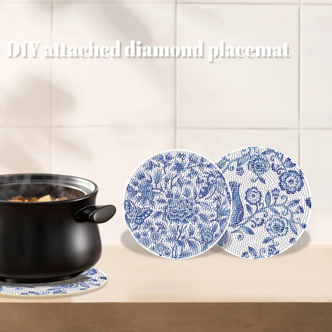 Diamond Painting Placemats Blauwe Vogel Set voor Tafel en Keuken