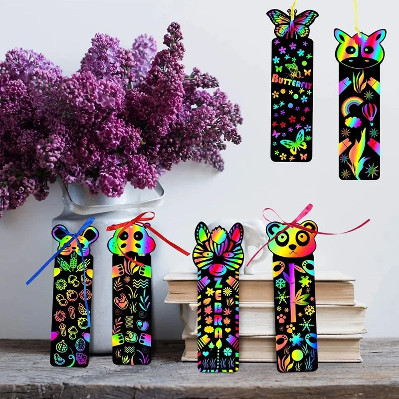 Krastekeningen Boekenleggers Set – 12 Regenboog DIY Kunstwerkjes