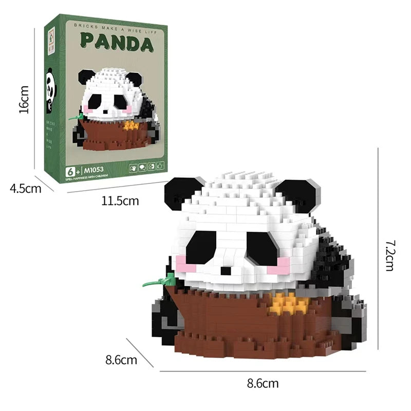 Bouwpakket Panda met Bloemen – Schattige Mini Blokken voor Jong & Oud