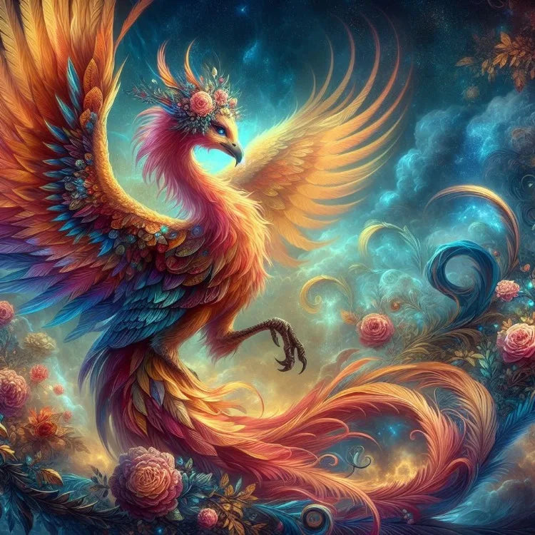 AB Diamond Painting op canvas Fantasy Dieren – Kleurrijke Phoenix, Draak en Leeuw