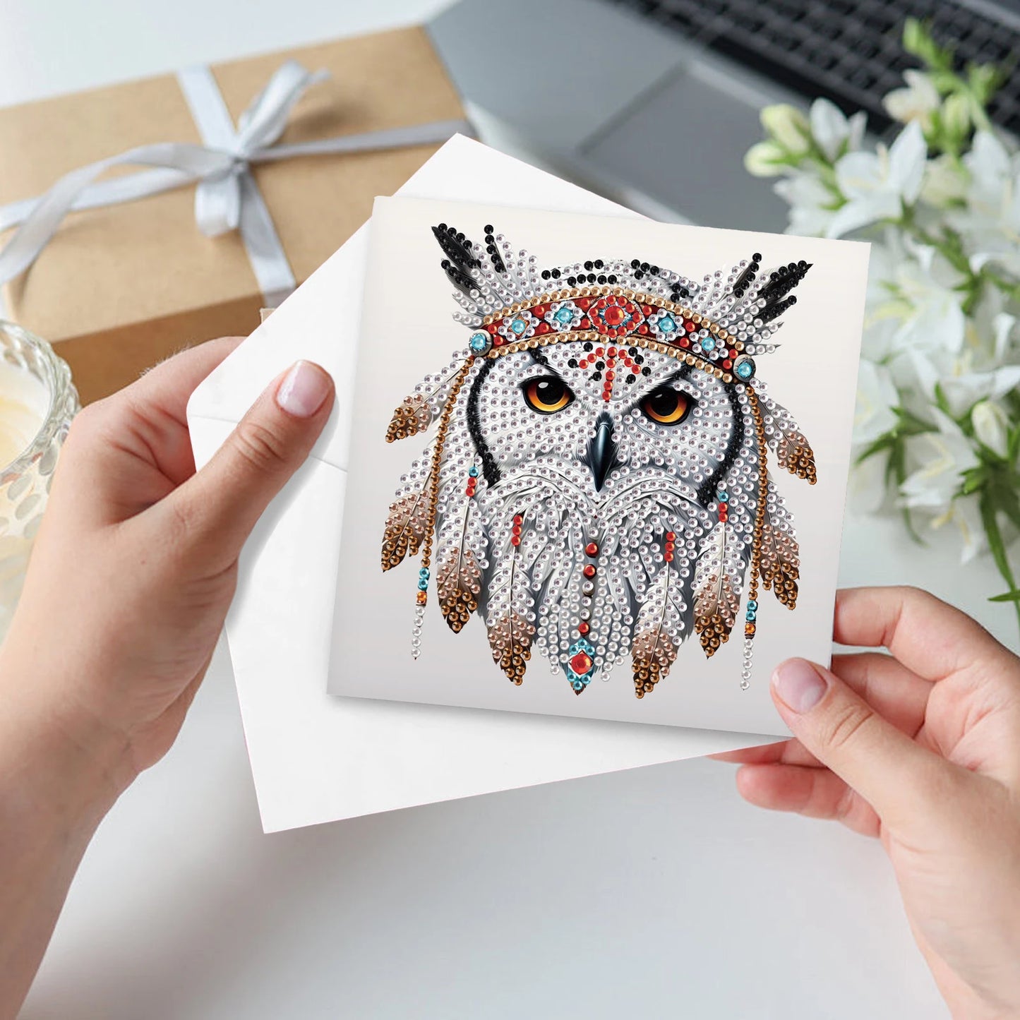 Diamond Painting Wenskaarten set - 6 Luxe Kaarten met Uilenontwerp