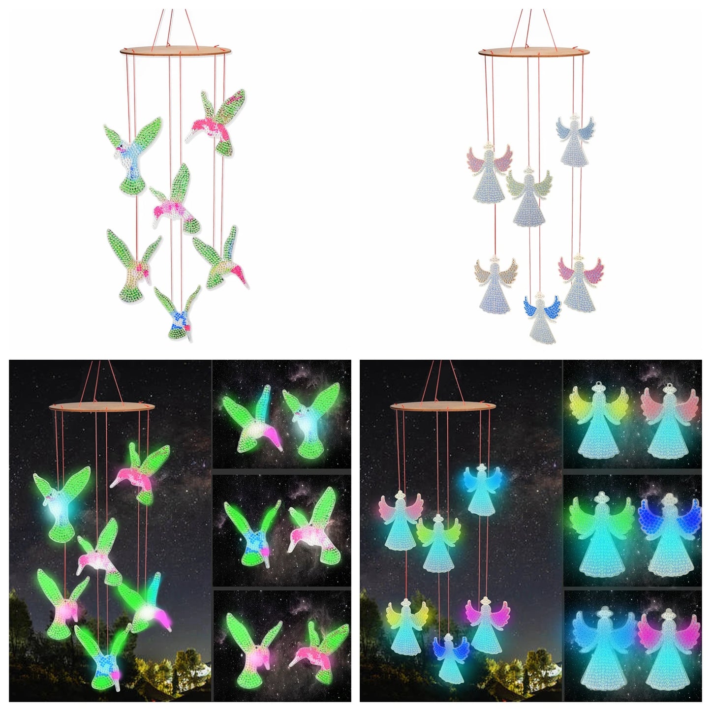 Diamond Painting Windgong - Glow in the dark Kolibrie en Engel