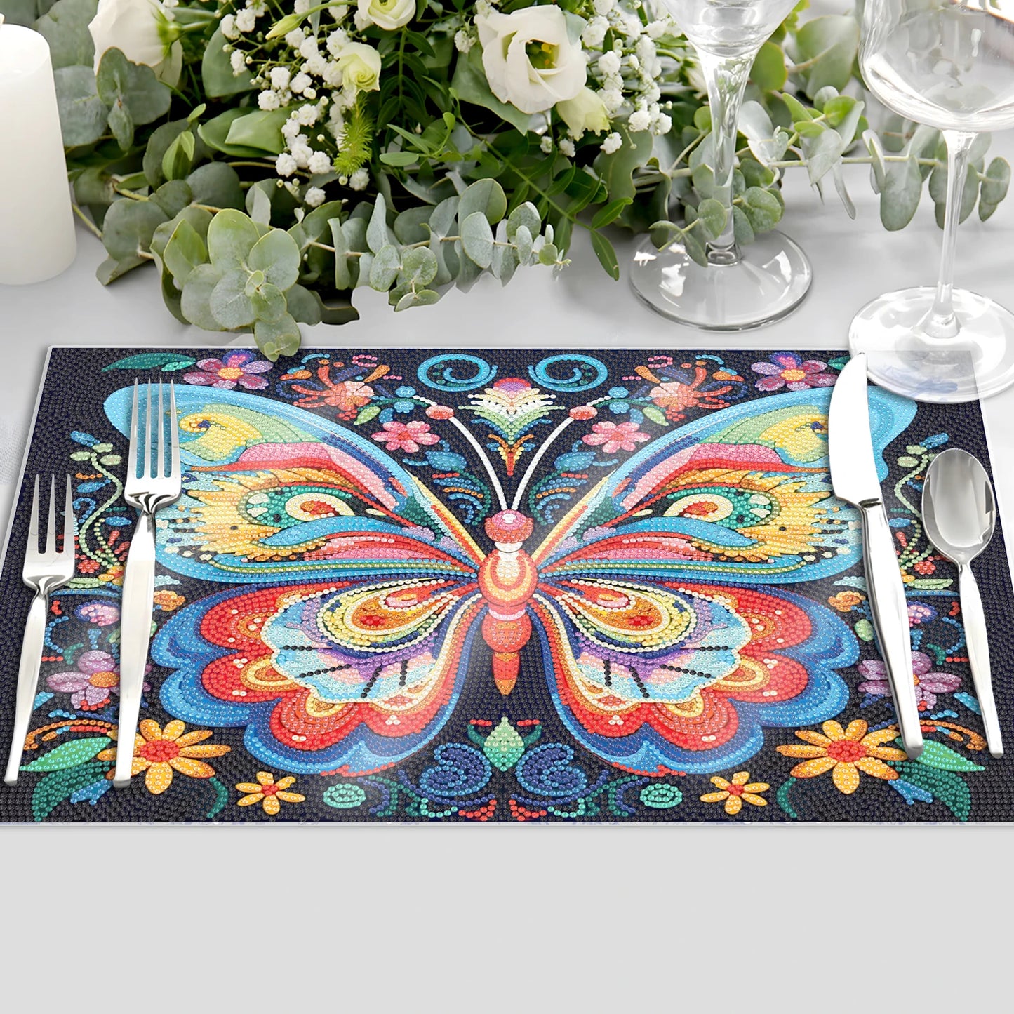 Diamond Painting Placemat met Vlinder – Uniek Handgemaakt Tafelkleed