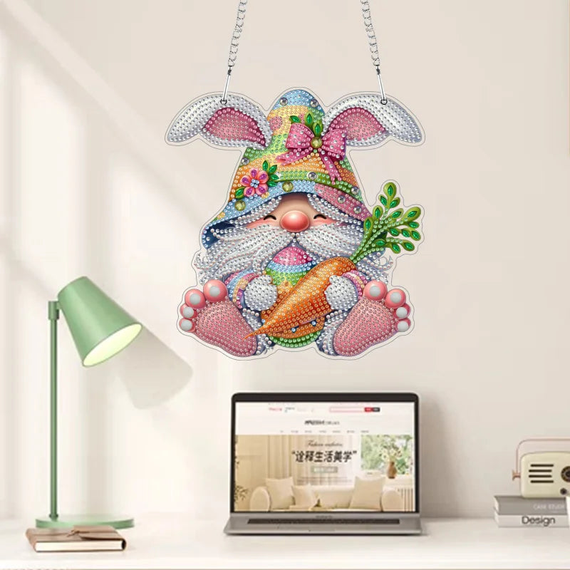 Diamond Painting Hangend Ornament Pasen - Konijn met Wortel