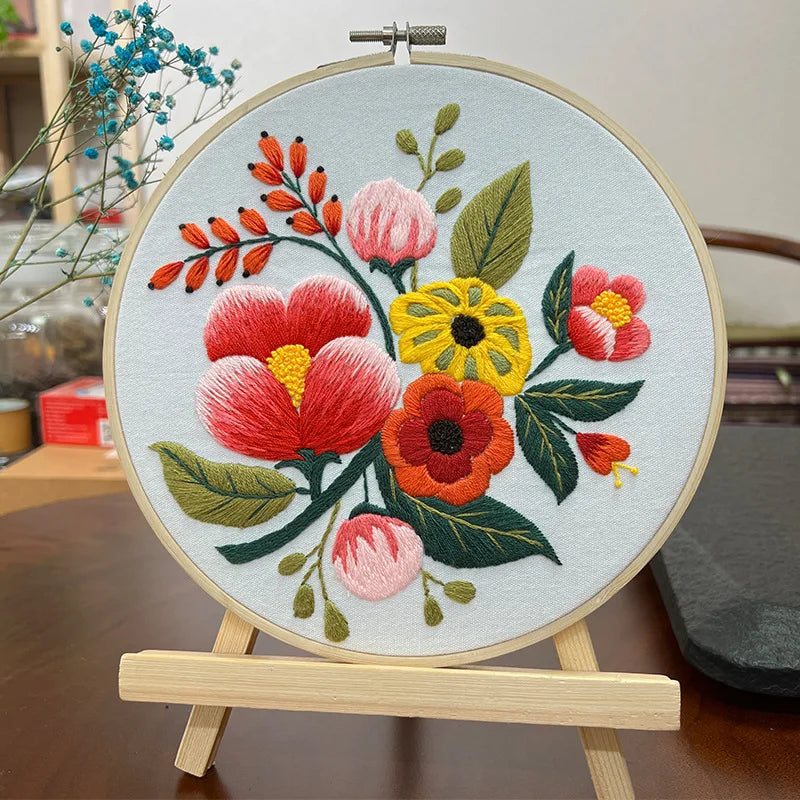 Borduurpakket Rond - Beginnerspakket met Bloemen & Dierenmotief